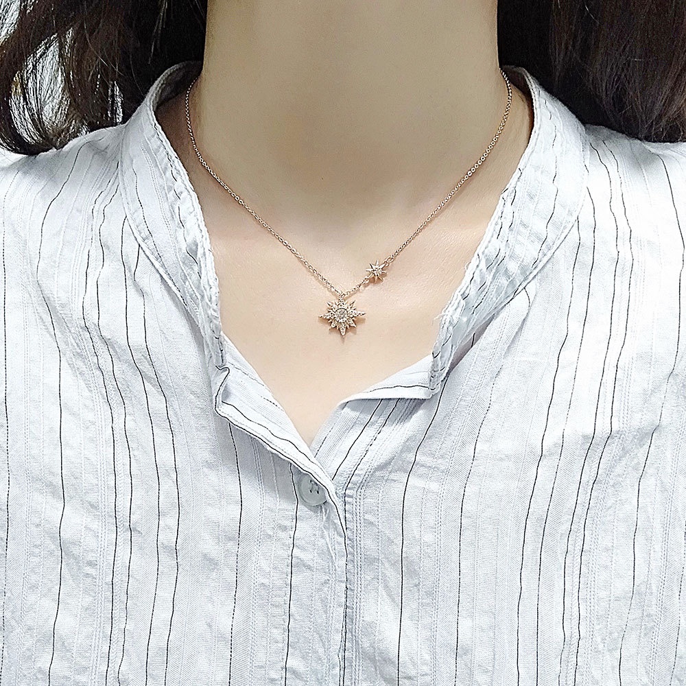 Vòng cổ Mặt Trời Và Ngôi Sao Thiết Kế Đơn Giản Cao Cấp Thời Trang Dành Cho Nữ