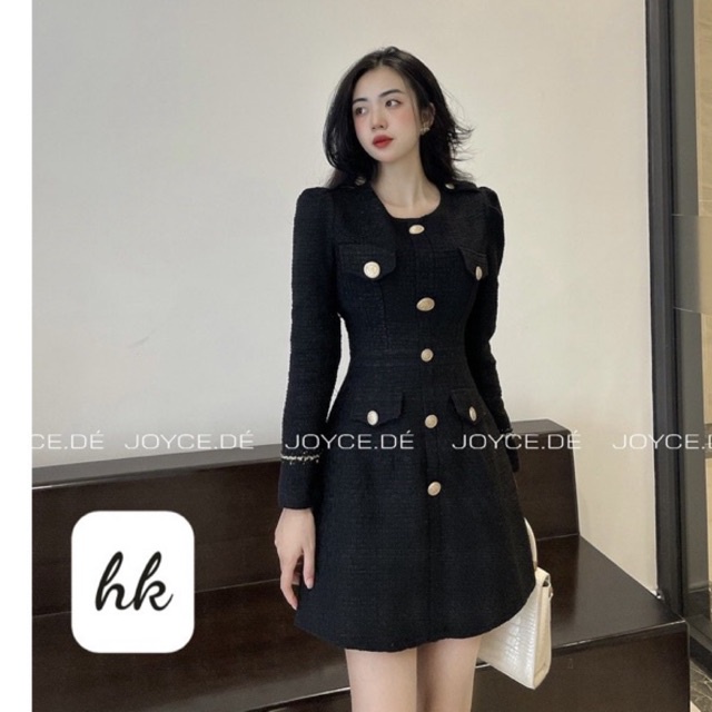 Váy Dạ tweed trắng cúc đồng, Chất đẹp - December Fashion | BigBuy360 - bigbuy360.vn