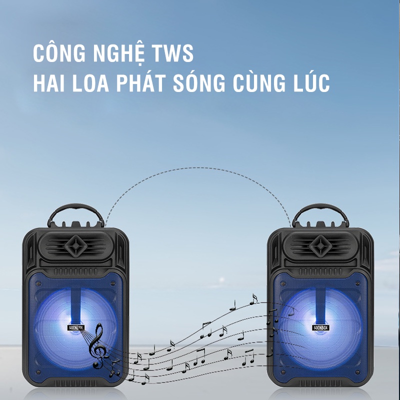 Loa bluetooth không dây kèm micro hát karaoke giá rẻ đèn LED sáng độc đáo âm thanh tuyệt vời có chức năng nghe đài FM