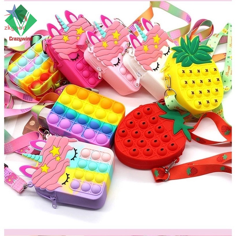 Túi pop it đeo chéo phiên bản giải tỏa căng thẳng cho bé 10x12cm, có quà tặng xinh yêu