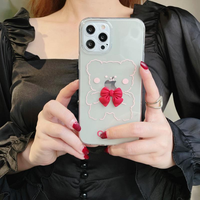 Hoạt Hình Ốp Điện Thoại Silicon Trong Suốt Hình Gấu Gắn Nơ Xinh Xắn Dành Cho Oppo A57 K1 Renoz Silicone | BigBuy360 - bigbuy360.vn