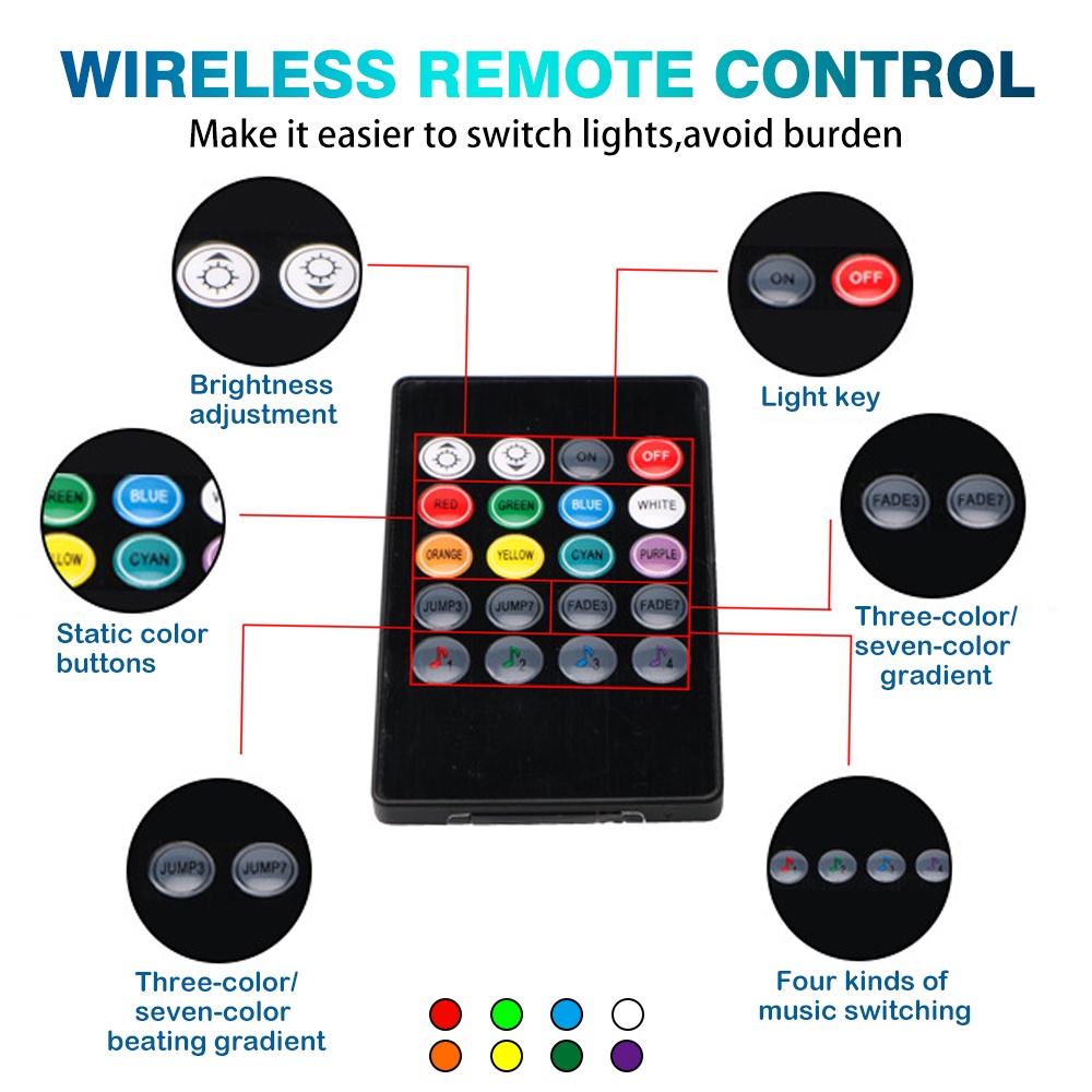 UNI-SHINE 4PCS 12 LEDs Car Interior Decorative Lighting USB RGB LED Light Strip ( Foot Lamp / Door Side / Car Interior )