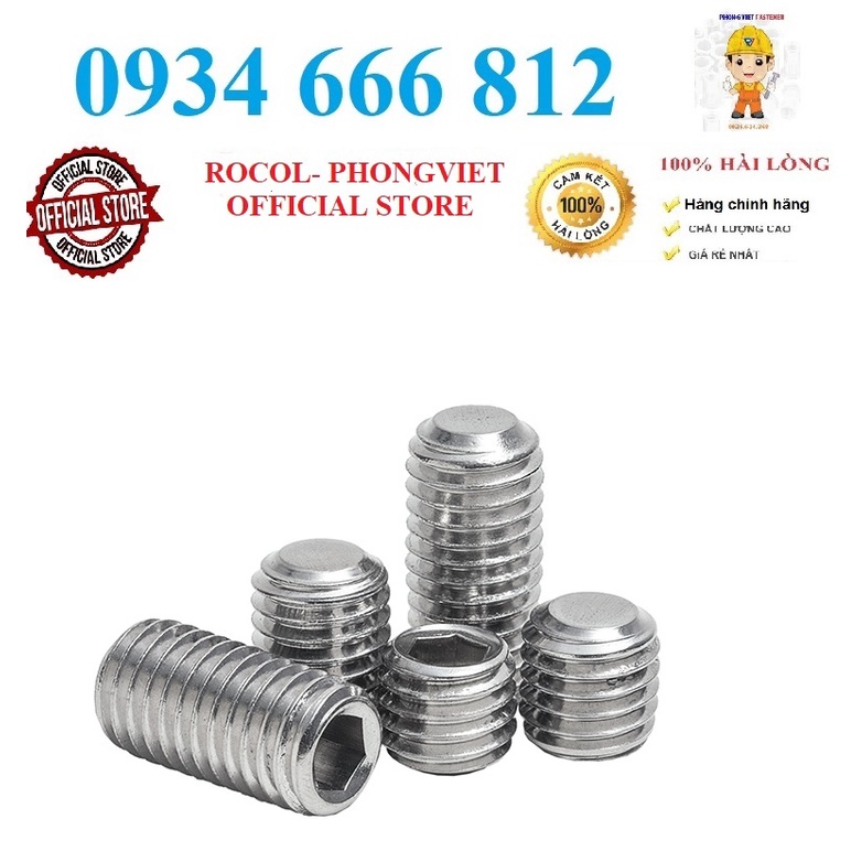 Set 50 cái và 10 cái M6 Vít trí đầu bằng inox304 M6X5,M6x6,M6x8,M6x10,M6x16
