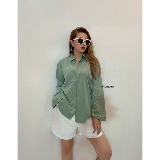 Áo Cổ Sơ Mi Linen Sượt Vai 47 Ngực 108 Dài 65- 3652