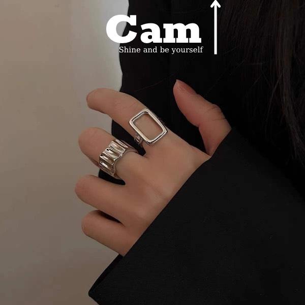 Nhẫn Nam Nữ Mix Ring Phong Cách Hiphop Màu Đen Bạc Đẹp Cao Cấp - Nhẫn Chất liệu Titan Không Gỉ - CamCamVintage