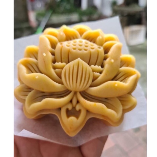 Khuôn trung thu lò xo 1 mặt hoa sen xoè 4D