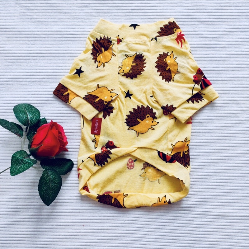 Áo thun cotton hoạ tiết hình con nhím thời trang dành cho thú cưng, Quần áo chó mèo LaLi Petfashion