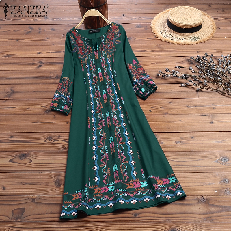 ZANZEA Đầm nữ tay lỡ cổ chữ V form dài rộng thời trang Hàn | BigBuy360 - bigbuy360.vn