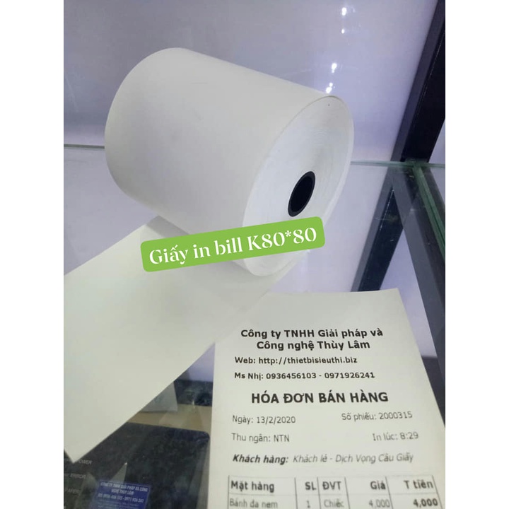 Thùng Giấy in hóa đơn khổ K80*80mm - 50 cuộn