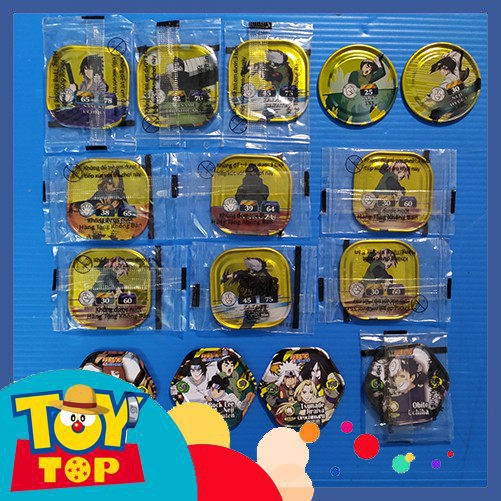 Thẻ bài Toonies Naruto vàng gold, Naruto kim loại thẻ lục giác leng keng tổng hợp
