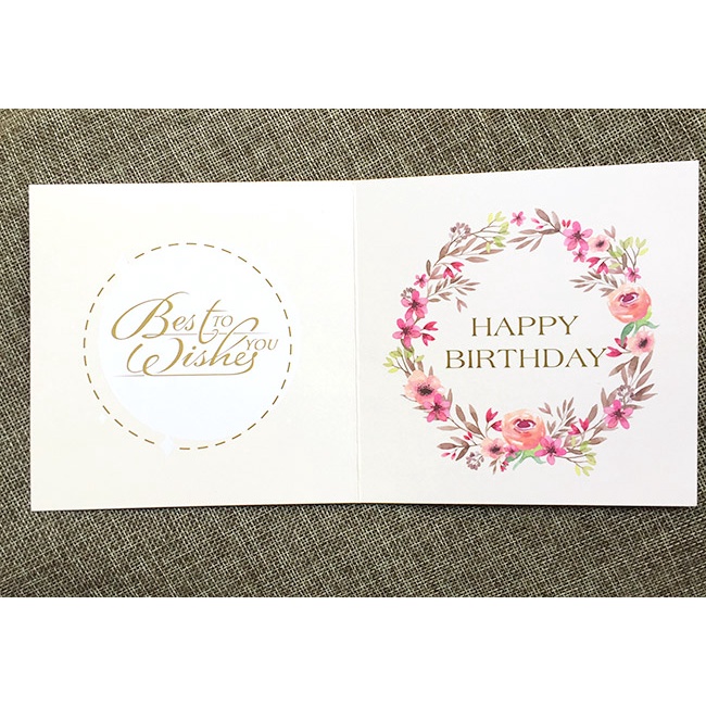 Thiệp vuông gấp floral Sinh Nhật - Happy Birthday
