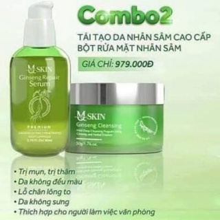 [combo tái tạo da MQ SKIN] combo tái tạo da nhân sâm và bột rửa mặt nhân sâm MQ SKIN