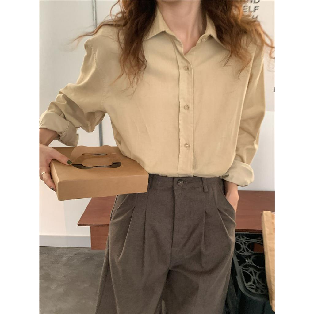 Áo Sơ Mi Dài Tay Trơn Màu Sắc Xinh Xắn Dễ Phối Đồ 47459