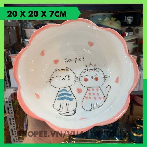 Bát Đĩa Decor ‍ Chén Dĩa Dễ Thương ‍ Đĩa Sứ Bát Tô Ăn Cơm Chén Sứ Đẹp Mèo Hồng MHT01