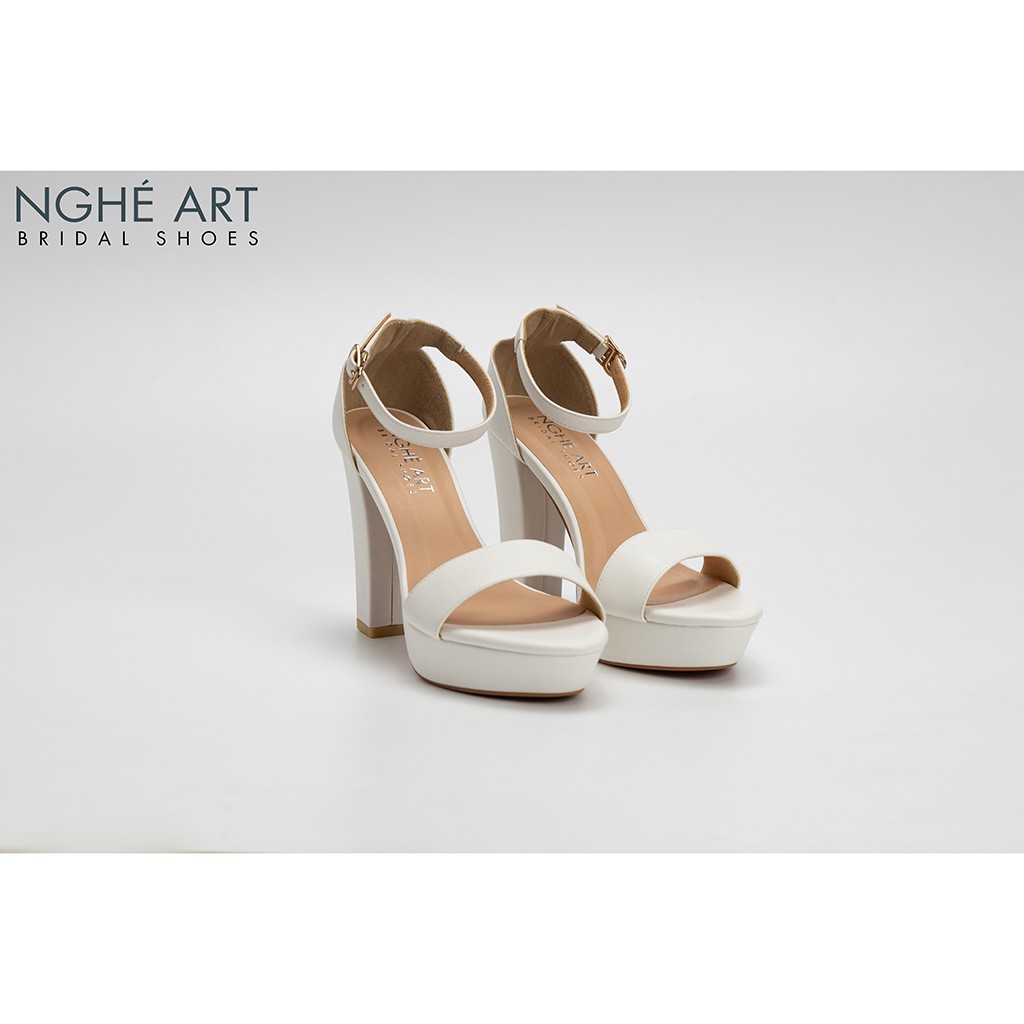 Giày cưới Nghé Art basic cao gót quai ngang mũi đúp 323