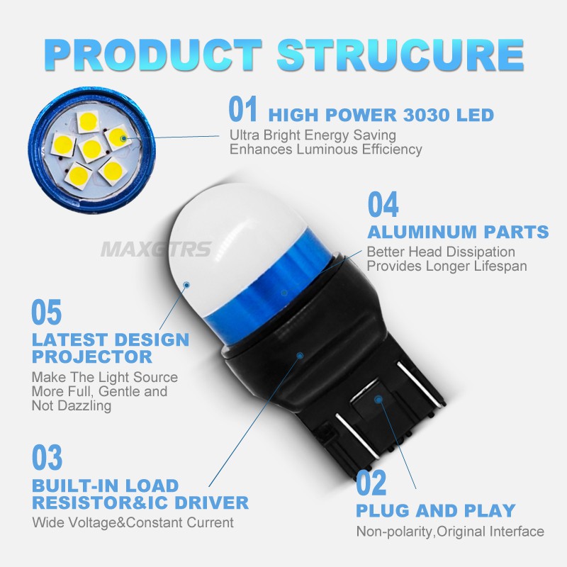Set bóng đèn LED xi nhan MAXGTRS T20 7443 W21/5W 580 3030 cho xe hơi