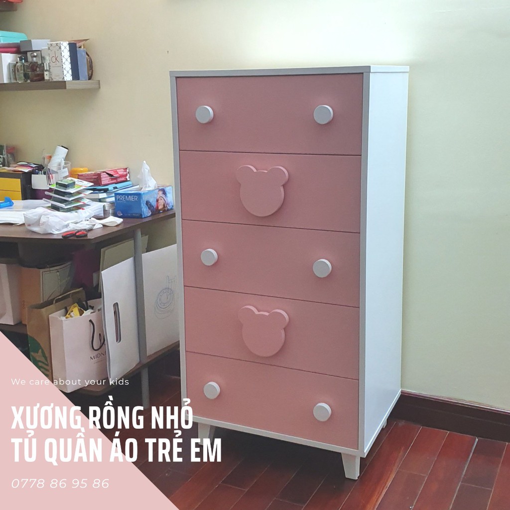 Tủ quần áo 5 ngăn kéo xinh xắn cho bé gái