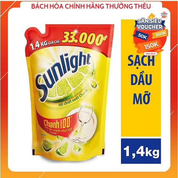 Nước rửa chén Sunlight Chanh túi 1.4kg