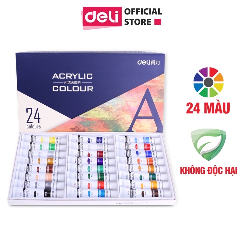 Màu Acrylic chuyên nghiệp Deli - 12/18/24 màu - 73856/73857/73858