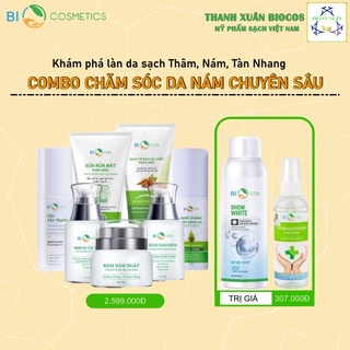 Combo Chăm Sóc Dưỡng Da Nám Chuyên Sâu BioCOS ( Bộ 7 Sản Phẩm) Tặng kèm Xịt Trắng Da Snow White 150ml + Xịt Khuẩn 100
