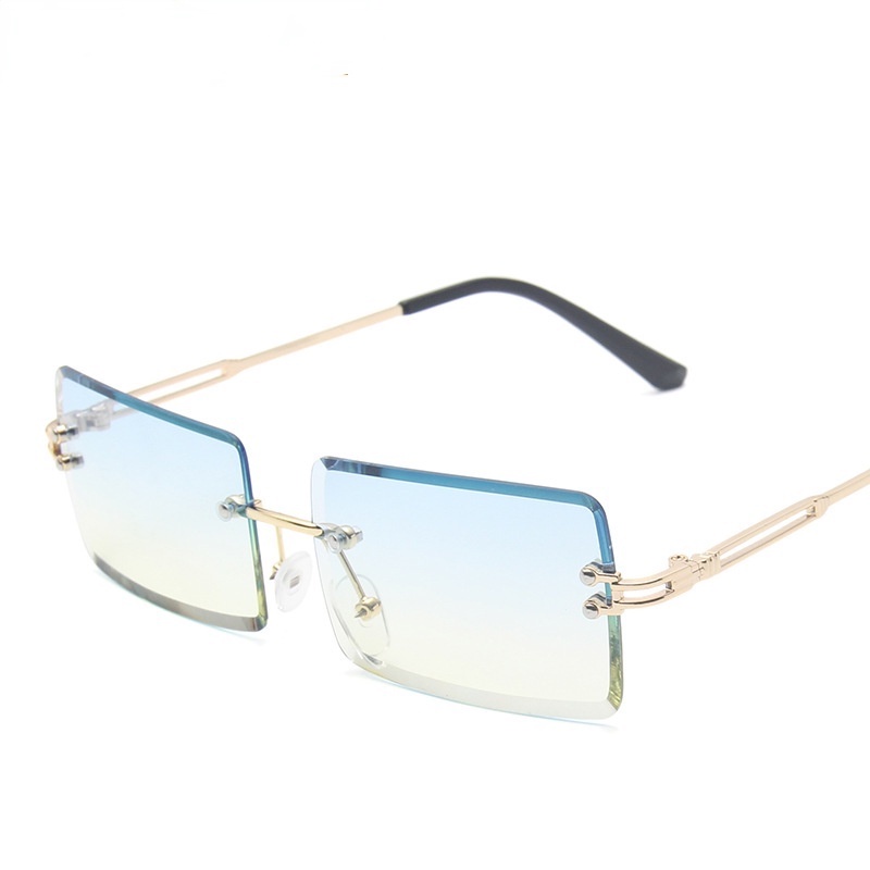 Kính Mát Gọng Vuông Tròng Vuông Không Viền Màu Gradient Thời Trang Đường Phố Mới Cho Nữ