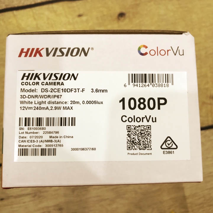 Camera có màu ban đêm Hikvision DS-2CE10DF3T-F 2MP 10 Colorvu chống ngược sáng thực, lắp ngoài trời