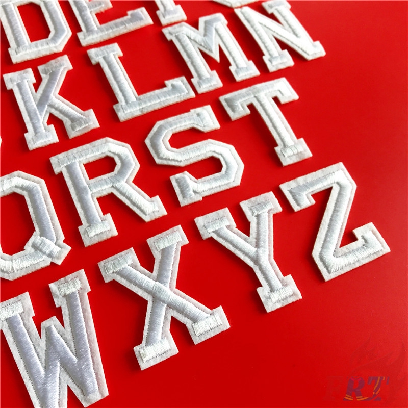 ☸ Black & White Letters：White Letter Iron-on Patch ☸ 1Pc Diy Sew on Iron on Badges Patches