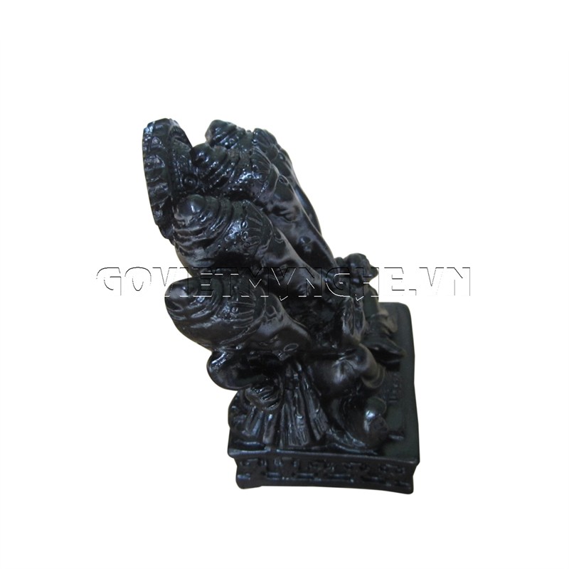 Tượng Đá Trang Trí Thần Voi Ganesha 5 Đầu Phong Thủy - Màu Đen
