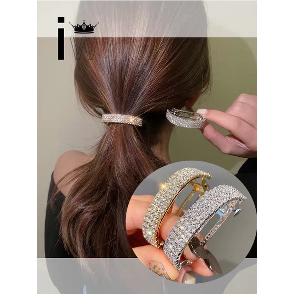 Kẹp tóc bằng hợp kim đính đá thiết kế thời trang cho nữ