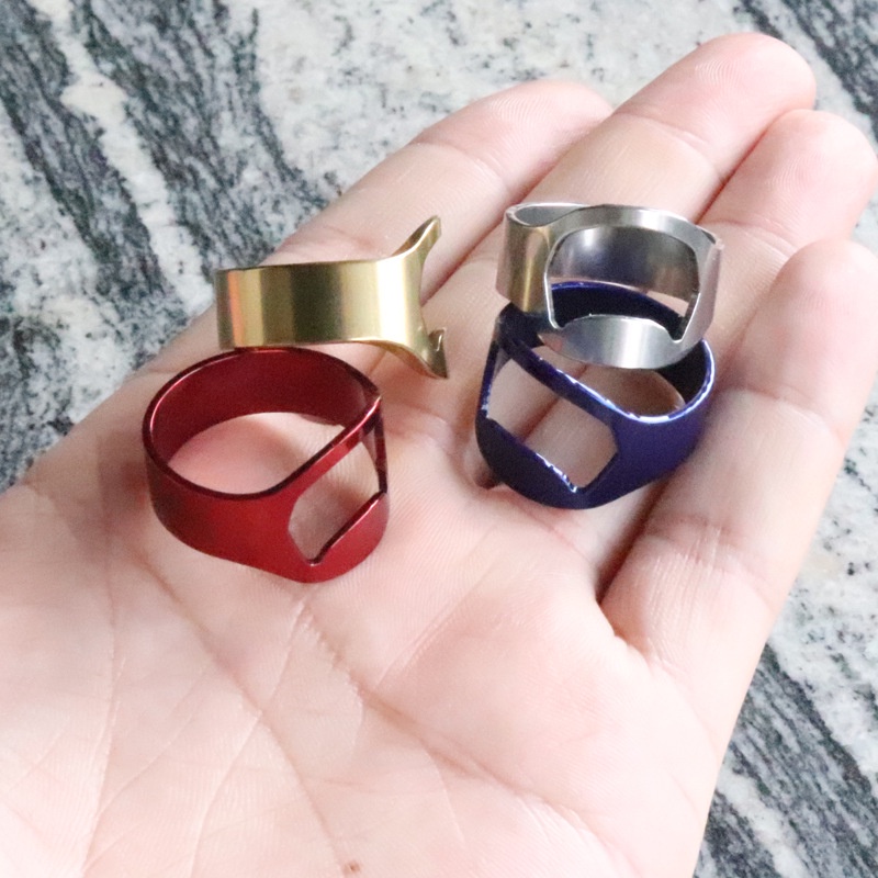 Nhẫn khui mở nắp chai bia unisex nam nữ cao cấp titan mạ kim loại