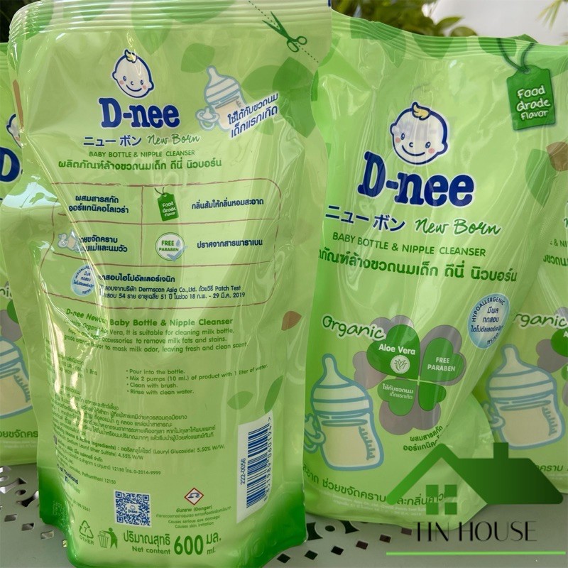 Rửa bình sữa Dnee dạng túi 600ml hàng Thái