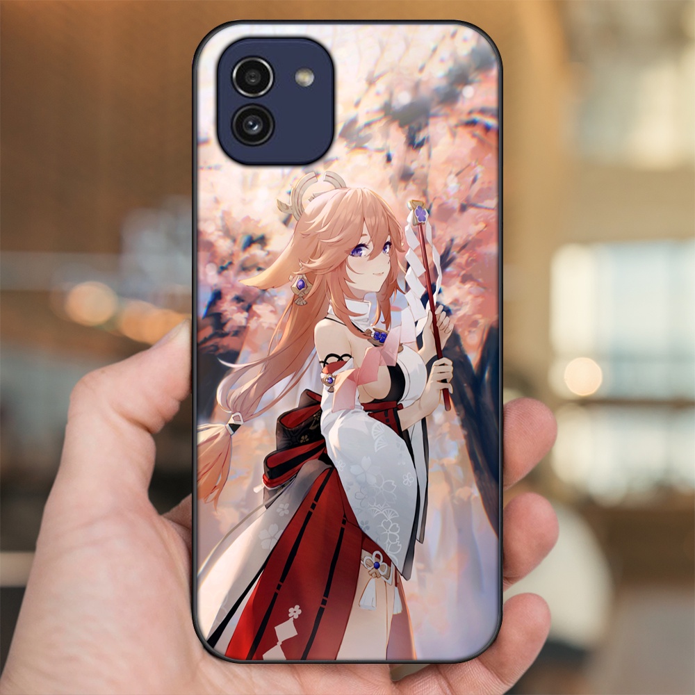 Ốp lưng Samsung A03 viền đen in hình Yae Miko Genshin Impact