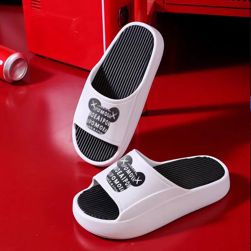 Dép quai ngang đế êm nữ nam 5 cm chất cực bền hình Gấu xinh xắn hot trend
