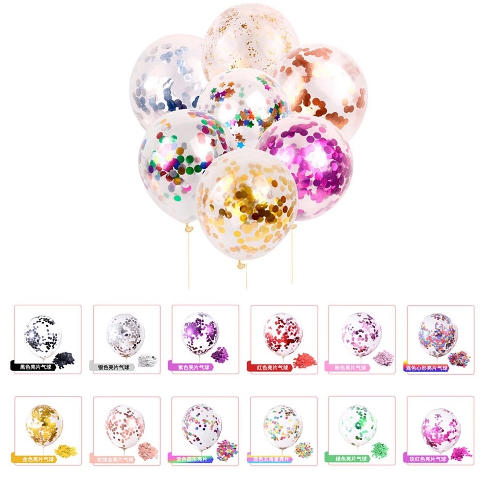 5 Bong Bóng 12 inch Trong Suốt Có Hoa Giấy Bên Trong
