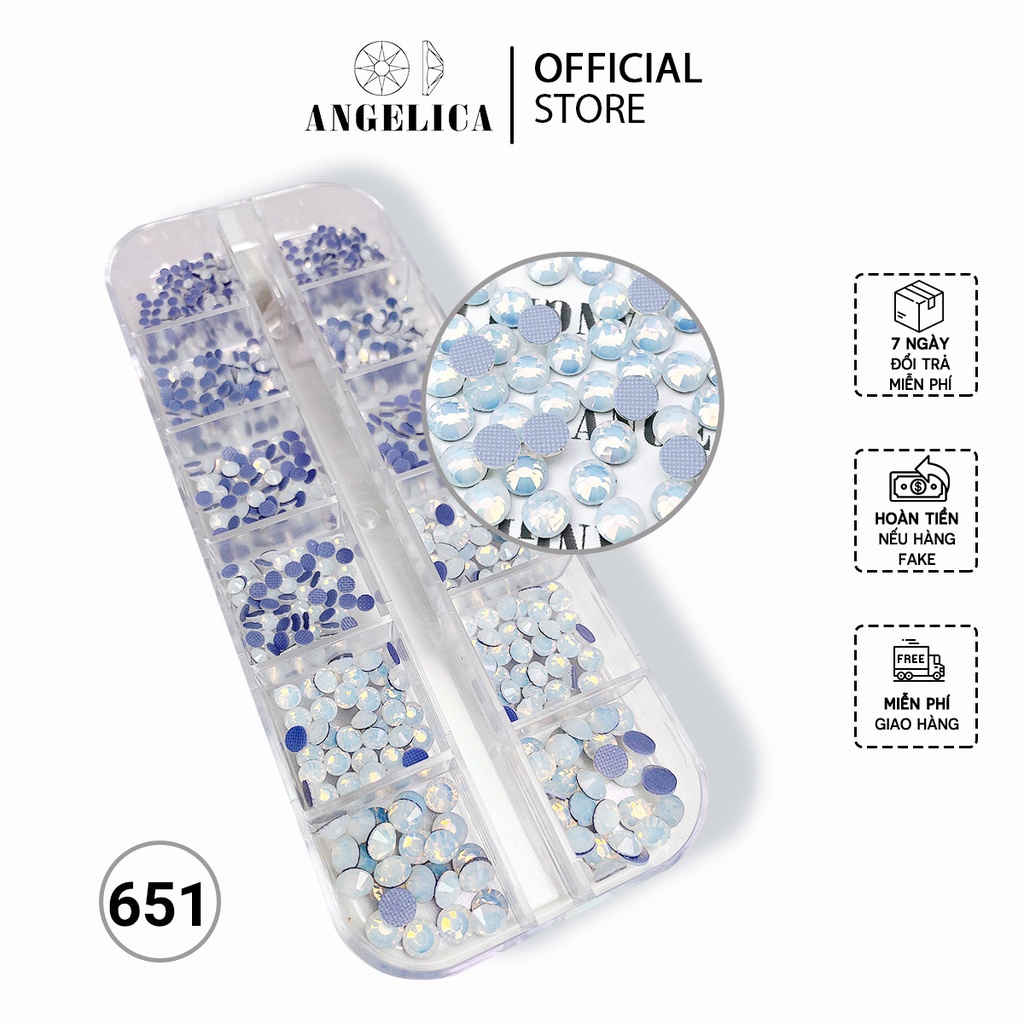 Đá Chân Lưới Nail 12 Khía White Opal Trang Trí Móng ANGELICA 651
