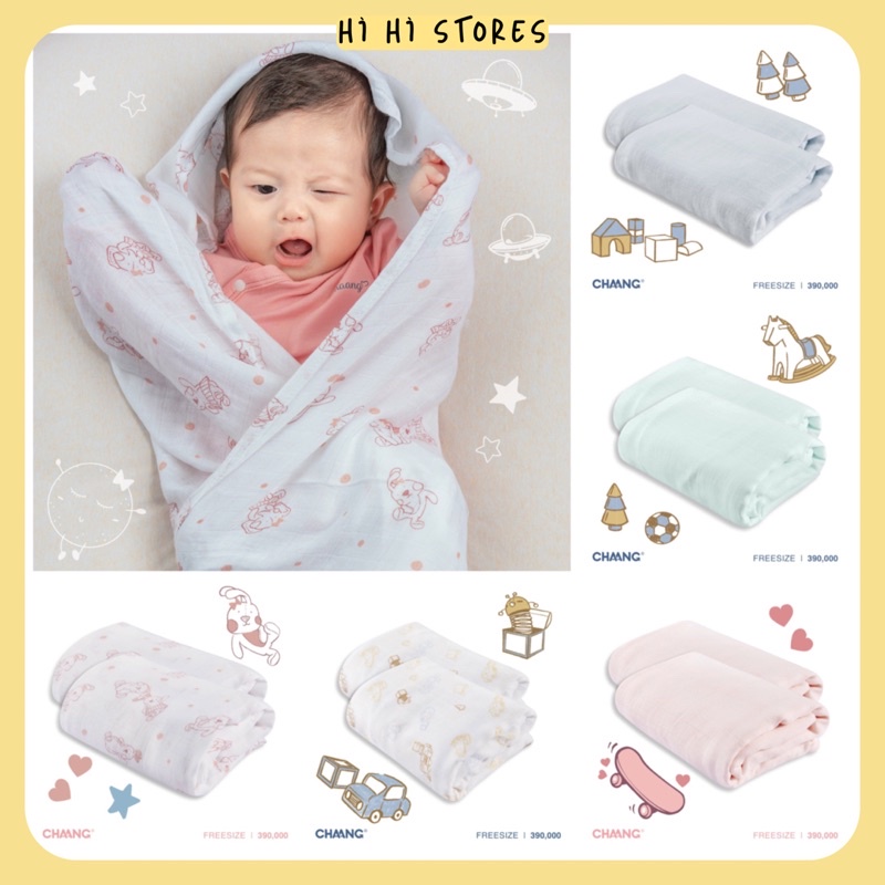 Chaang set khăn xô 2 chiếc cho bé sơ sinh dùng 4 mùa Active SS2022D03