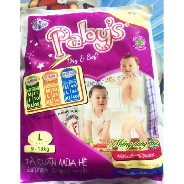 Combo 80m bỉm quần Pabys size L +KM