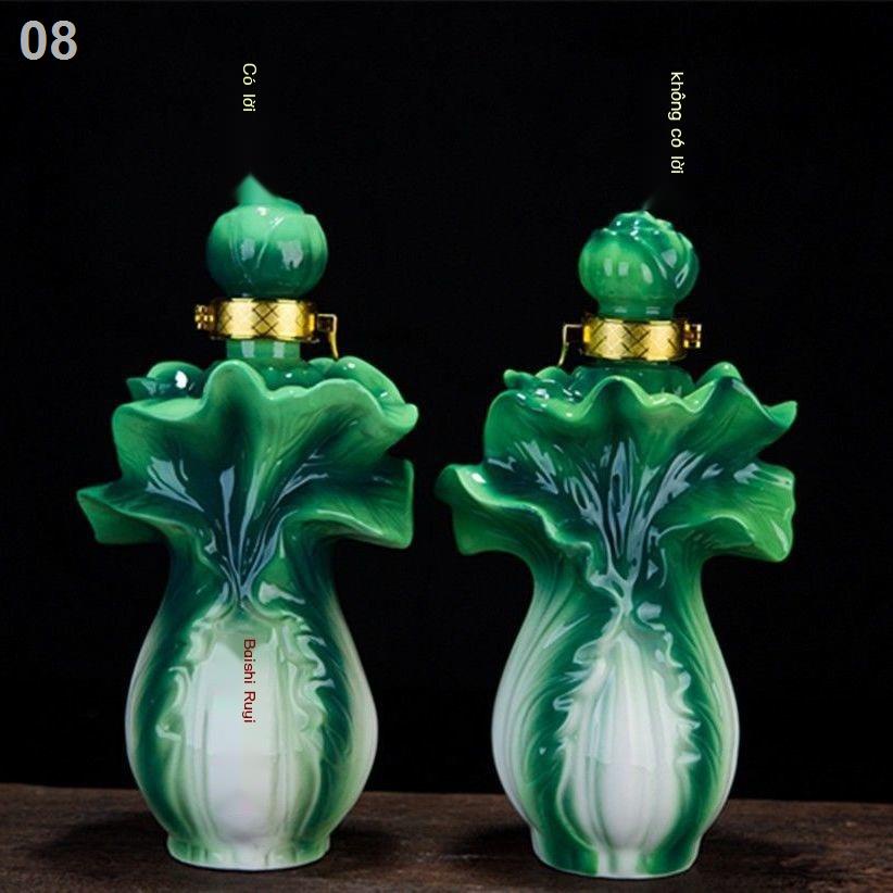 Chai rượu rỗng tinh xảo Jingdezhen gốm bắp cải một pound men màu bộ Baicai Ruyi bình gia dụng