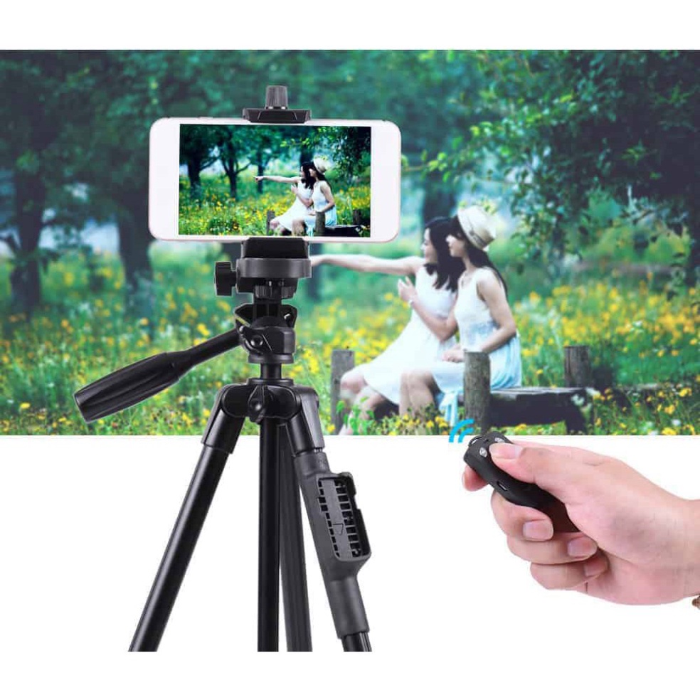 Giá đỡ điện thoại - máy ảnh YUNTENG-5208 3 chân chắc chắn trang bị remote chụp ảnh, Tripod 3 chân kéo dài 1 mét