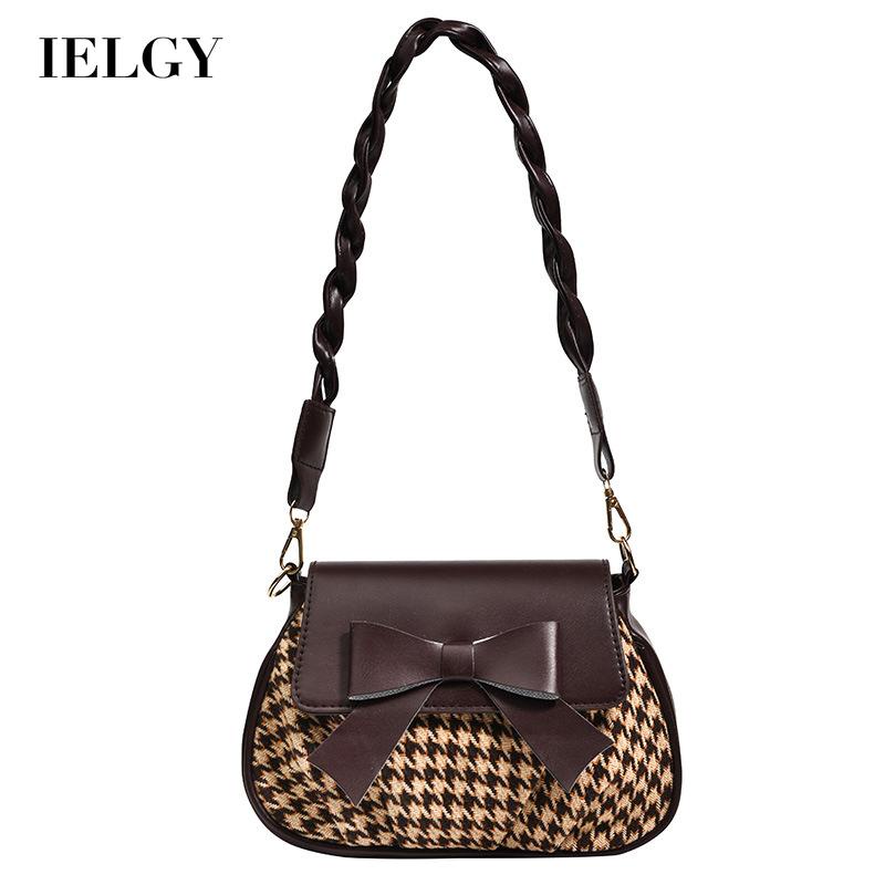 Túi đeo chéo IELGY thời trang in hoa văn houndstooth dành cho nữ