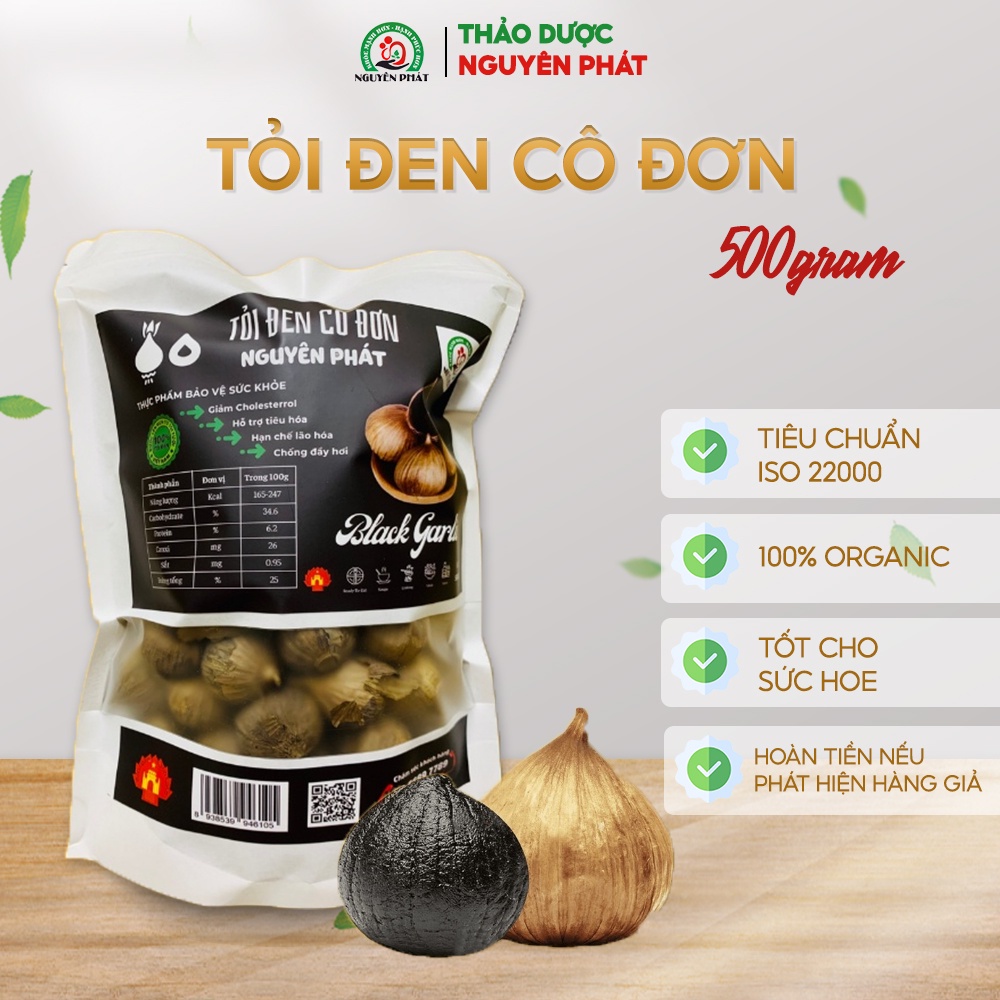 Tỏi đen cô đơn Nguyên Phát gói 500g lên men tự nhiên công nghệ Nhật bản bảo vệ sức khỏe tốt cho hệ tiêu hóa