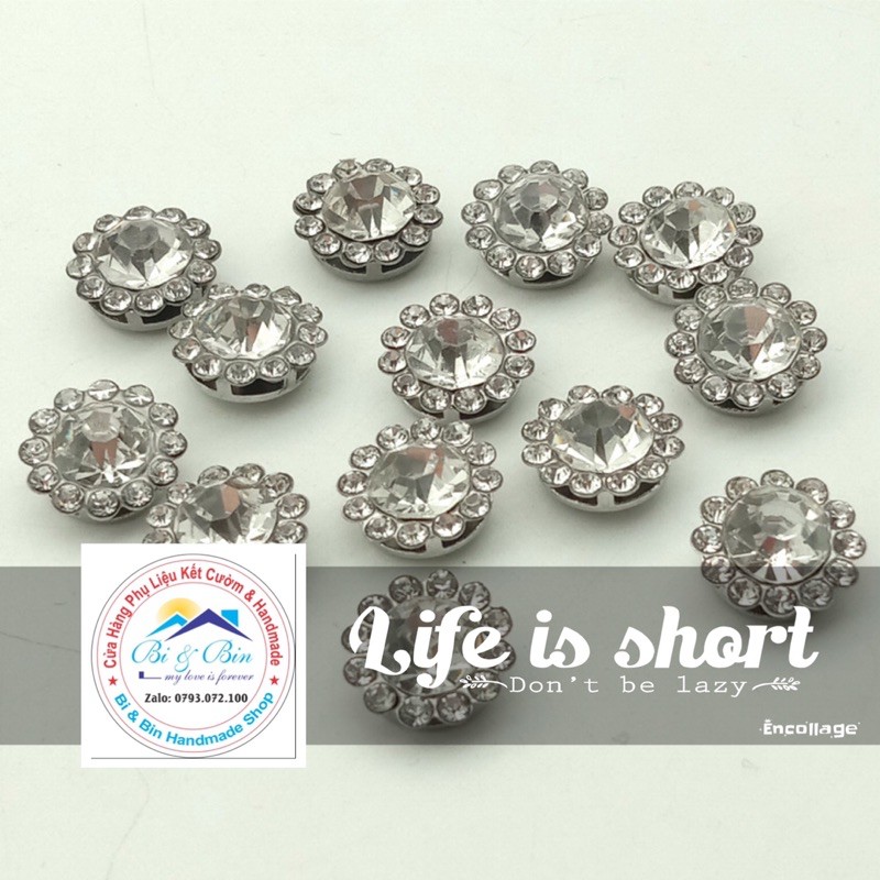 20 Viên Đá Đế Tròn Viền Xoàn Đính Kết Trang Phục Thời Trang