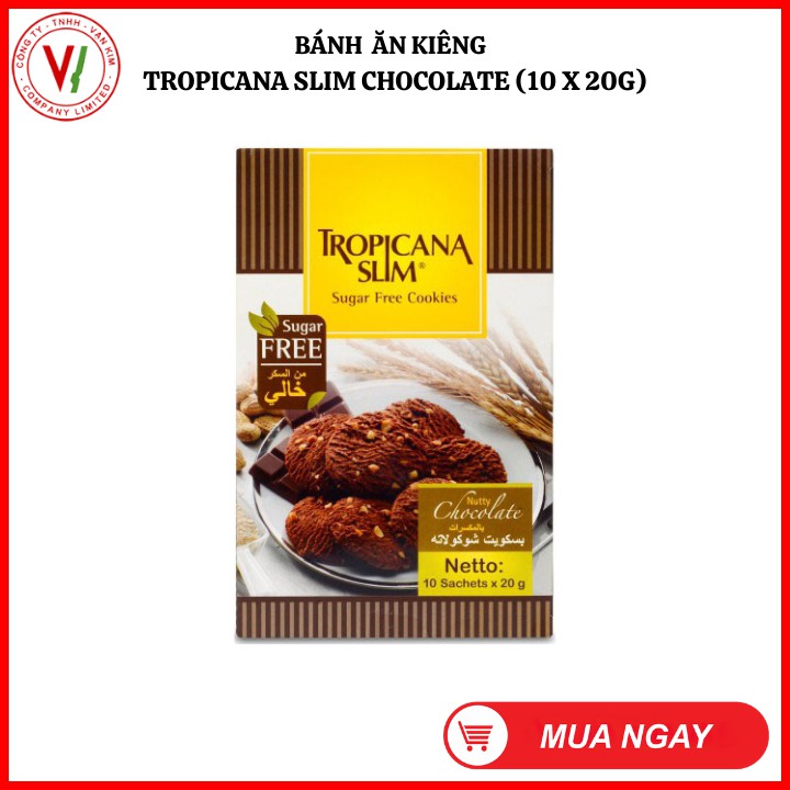Bánh quy ĂN KIÊNG Tropicana Slim Chocolate 200g (10 x 20g) - Thích hợp cho người ĂN KIÊNG,TIỂU ĐƯỜNG | BigBuy360 - bigbuy360.vn