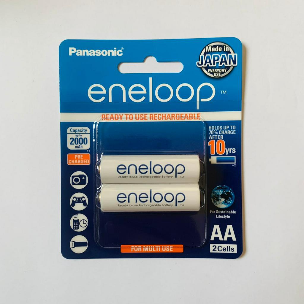 Vỉ 2 viên Pin sạc Panasonic Eneloop 2000mAh màu trắng Made in Japan