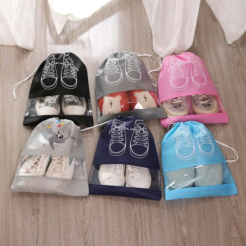 Set 5 Túi Đựng Giày Chống Nước Chống Bụi Bằng Vải Không Dệt Dày Dặn Có Thể Tái Sử Dụng