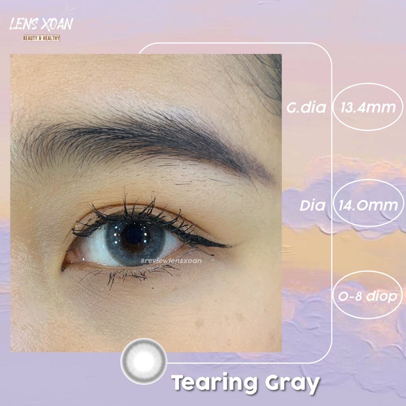 KÍNH ÁP TRÒNG TEARING GRAY- LENS ME: Lens xám kem khói viền ghi đậm | LENS XOẮN