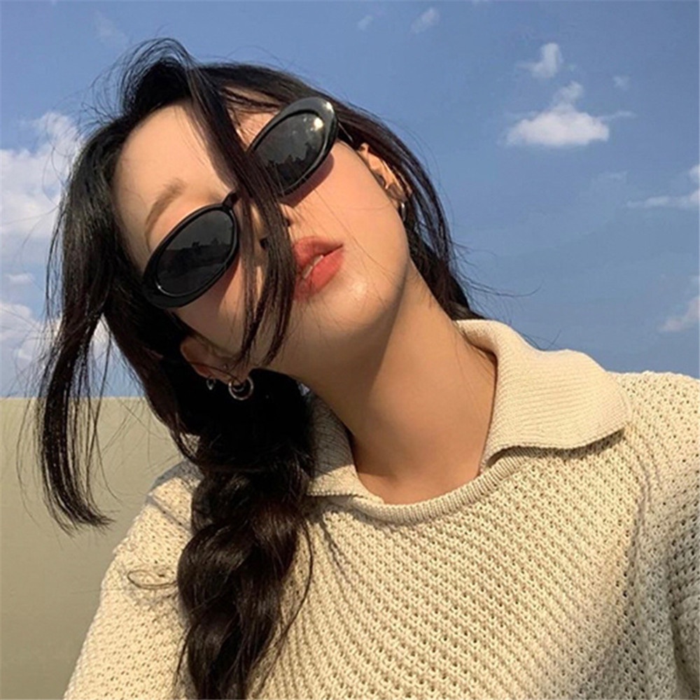 Kính Mát Tròng Oval Trong Suốt 6 Màu Lựa Chọn Phong Cách Hàn Quốc