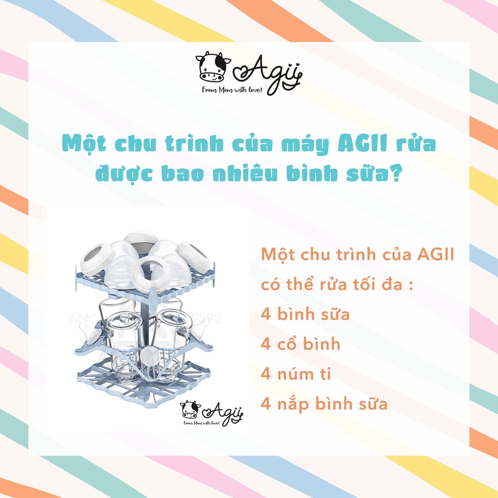 Máy rửa bình sữa cho bé AGII tự động làm sạch, máy tiệt trùng sấy khô hơi nước - Monnie Kids