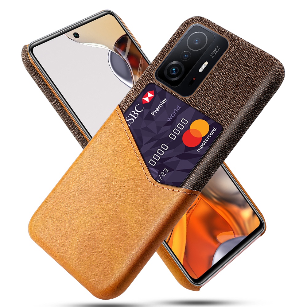Ốp điện thoại da phối vải kiểu ví chống sốc có ngăn đựng thẻ cho Xiaomi Mi 11T Pro Mi 10T Pro 11 Ultra Lite Pro