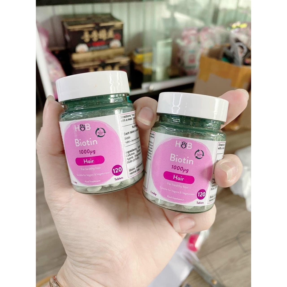 Viên Uống Chống Rụng Kích Thích Mọc Tóc Holland & Barrett Biotin 1000mg 120V